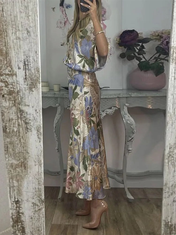 Sophisticated Printed V-Neck Skirt Set