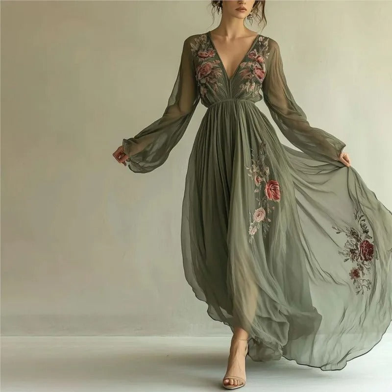 Boho Beauty V-Neck Maxi Dress