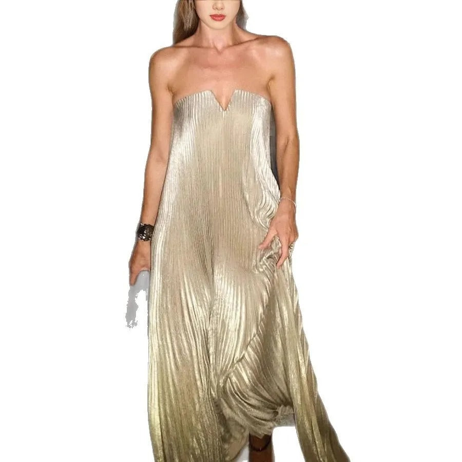 Chic Pleated Tube Top Dress