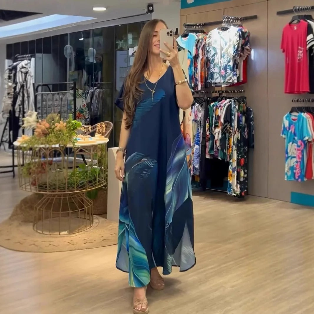 Bohemian V Neck Floral Maxi Dress