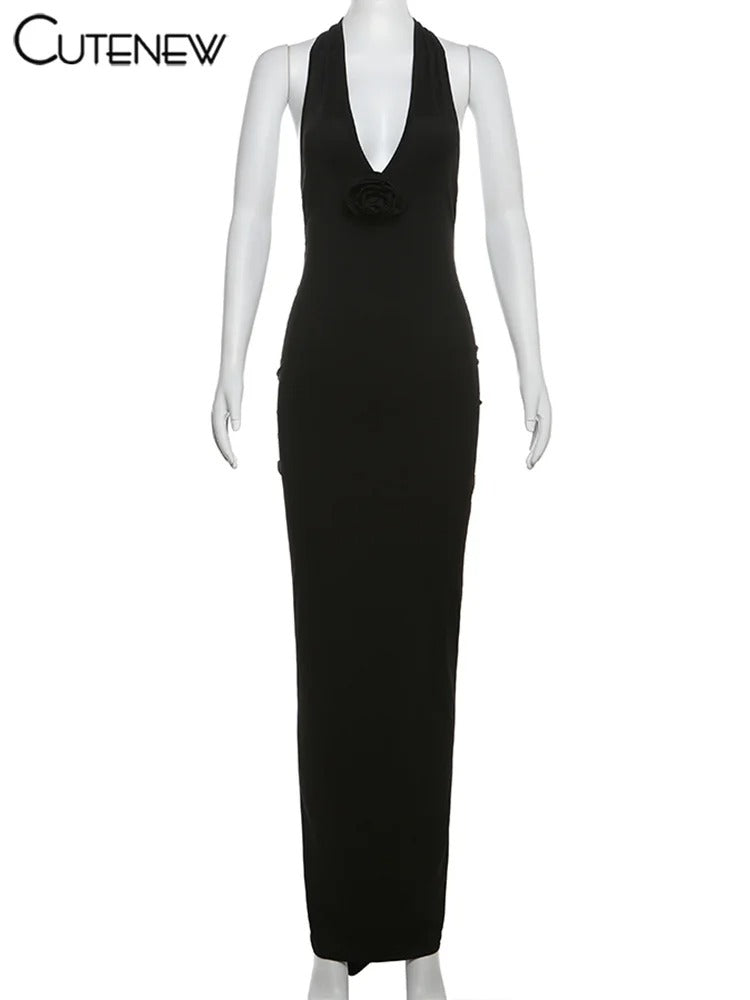 Elegant Halter Backless Maxi Dress