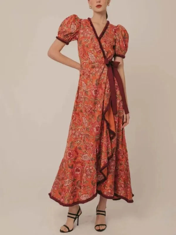 Blooming Elegance Retro Maxi Dress