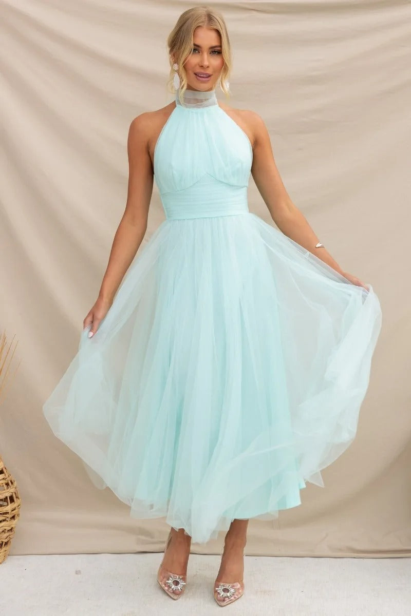 Chiffon Halter Neck Dress