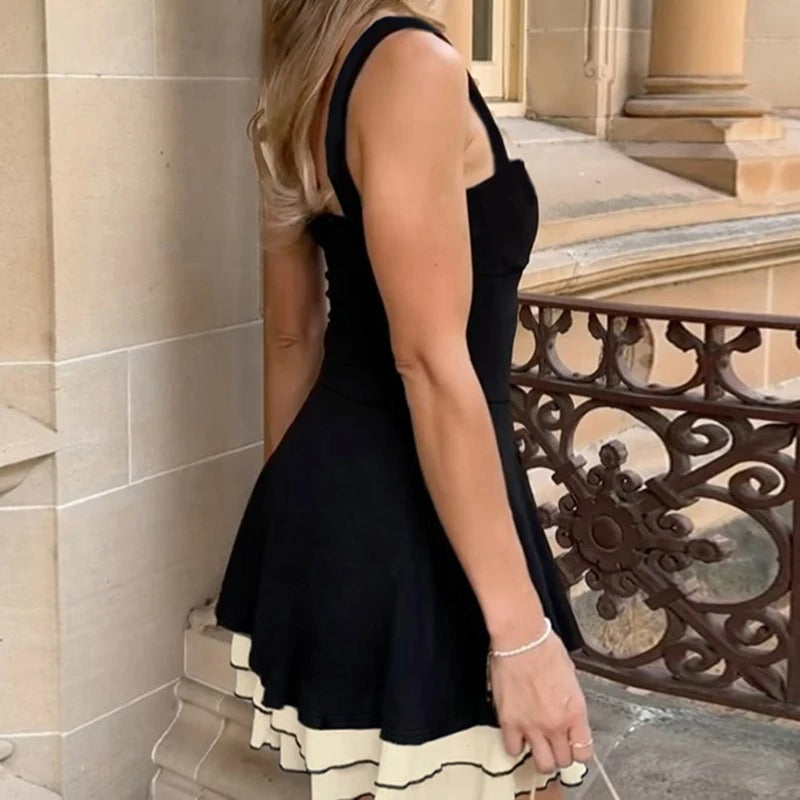 Curve Pop Contrast Layered Swing Dress