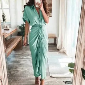 Boho Print Irregular Pleat Summer Dress