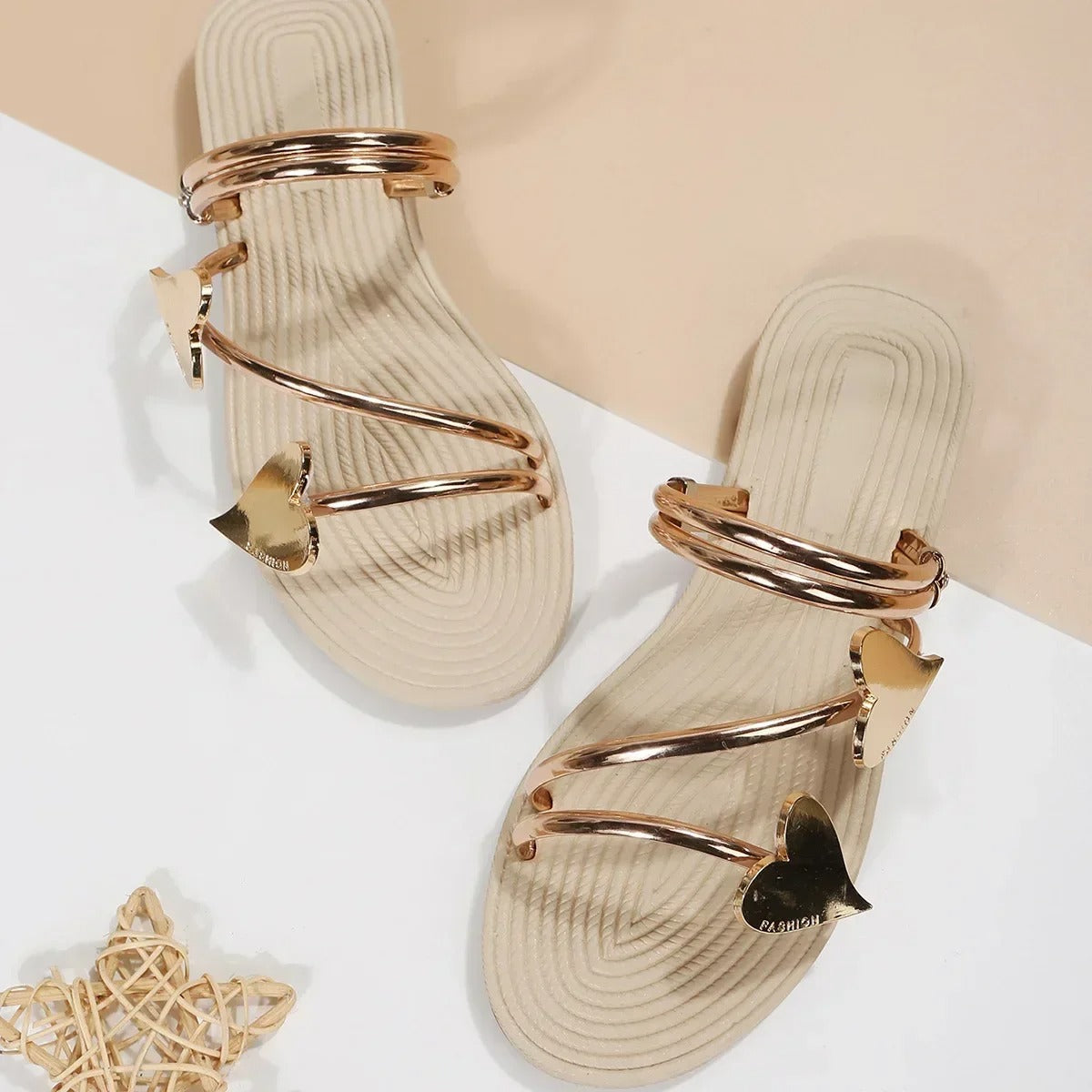 Golden Heart Soft Sole Sandals
