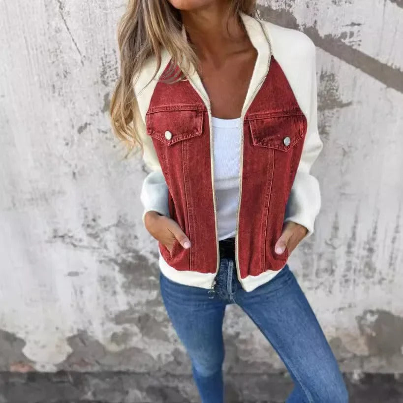 Cozy Patchwork Woolen Zip Jacket