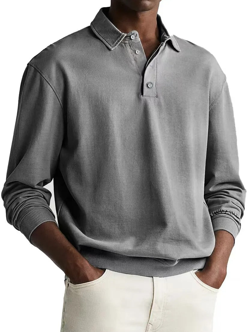 Men’s Long Sleeve Business Casual Cotton Polo