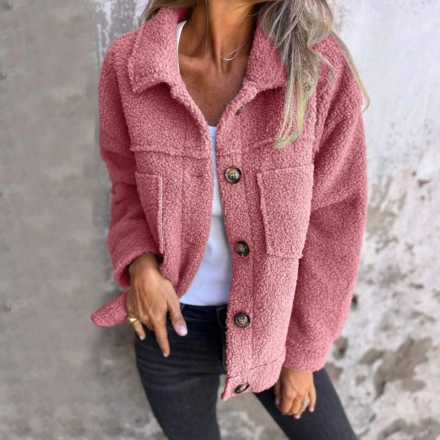 PlushLuxe Women's Faux Lambswool Coat