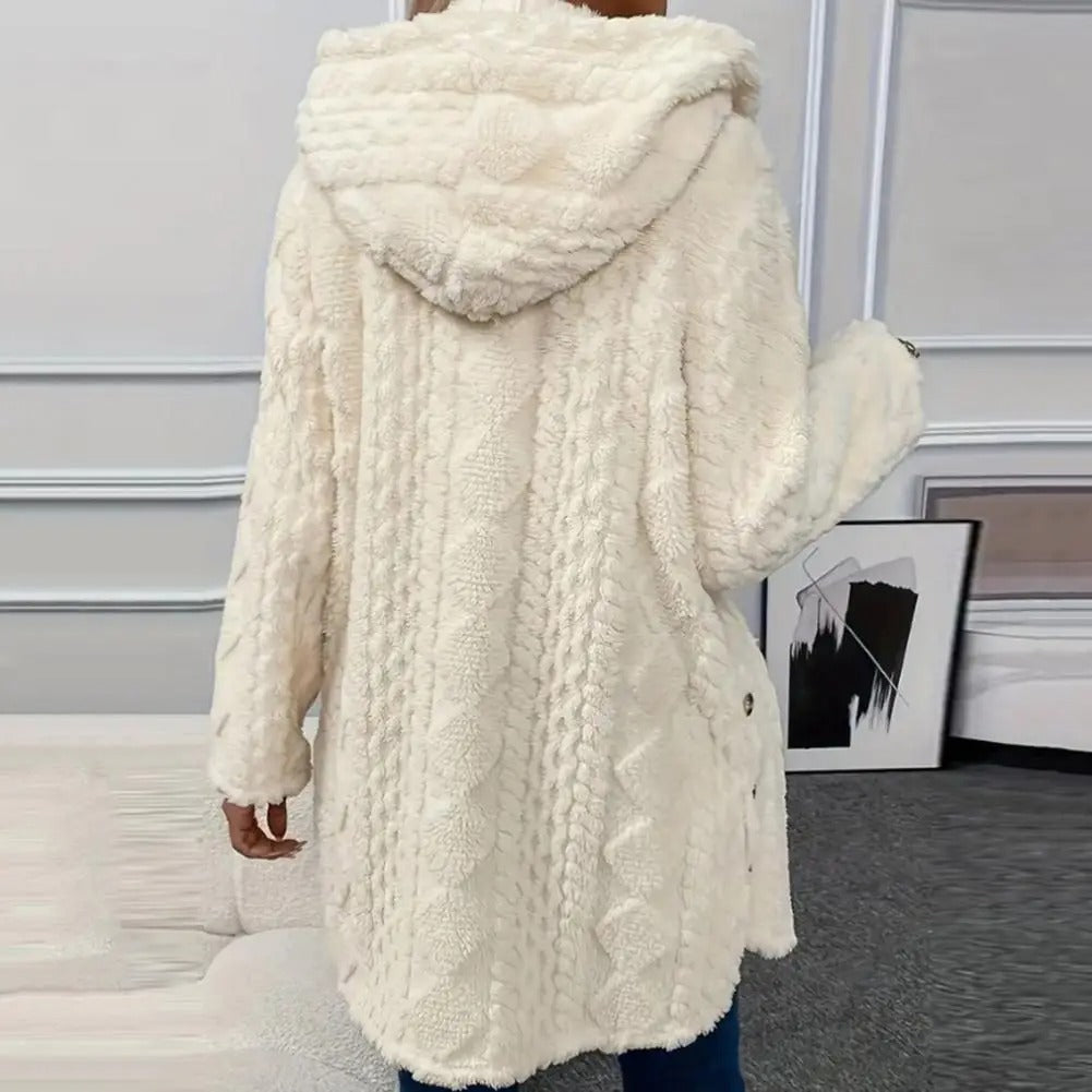 Stylish Hooded Plush Cardigan Jacket