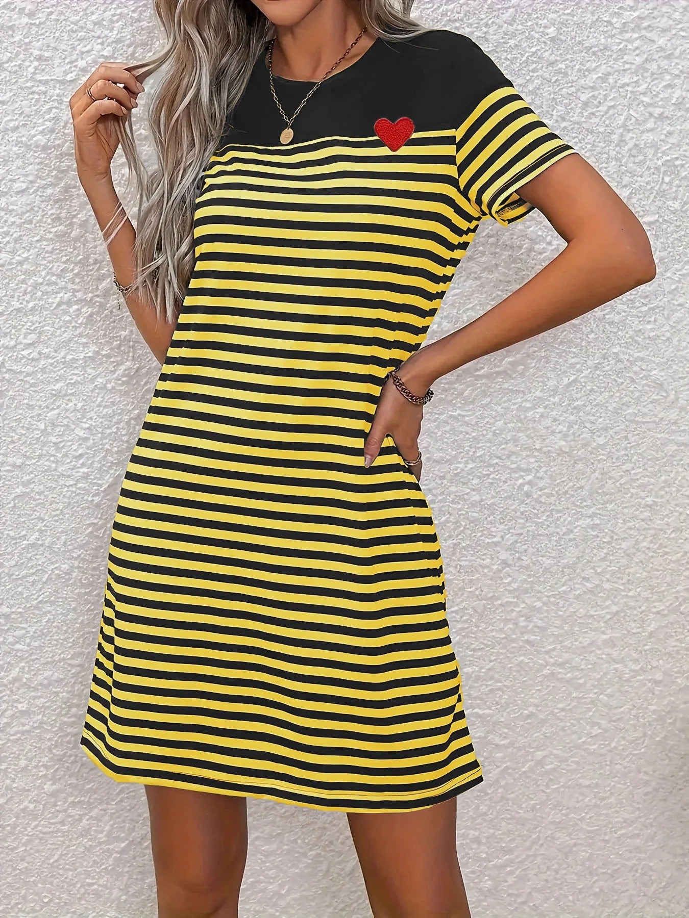 Modern Black & White Knit Dress