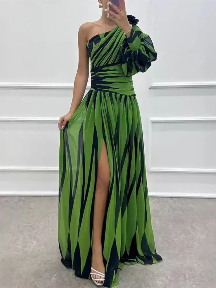 Elegant Strapless Slit Dinner Dress