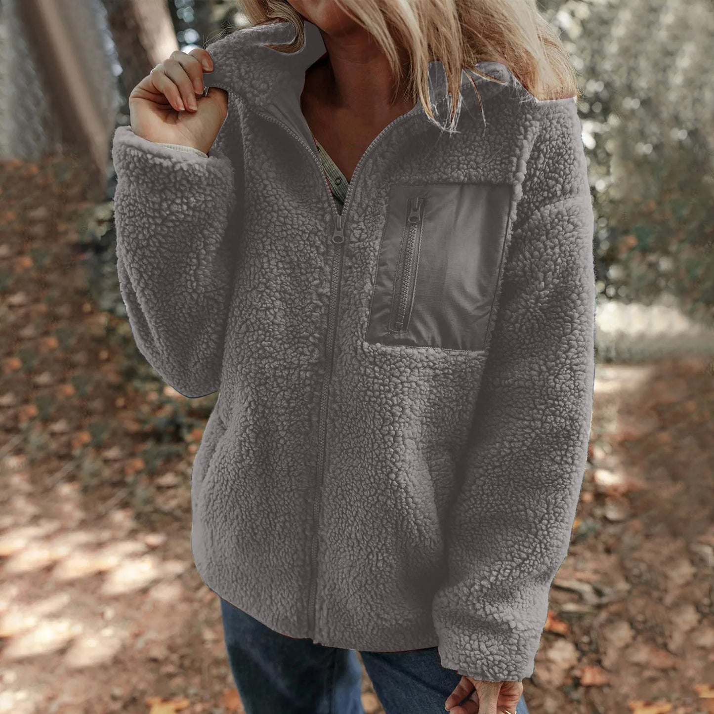 Winter Trendy Full-Zipper Fleece Jacket for Women