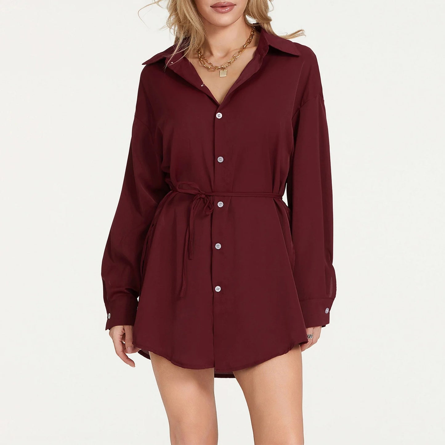Velvet Diamond Button Shirt Jumpsuit