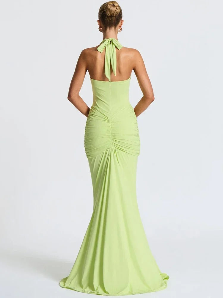 Sultry Backless Draped Maxi Dress