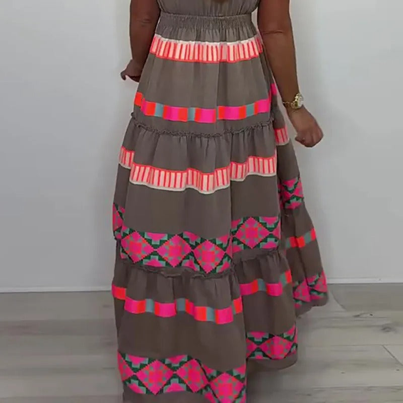 Boho Tassel V Neck Long Dress