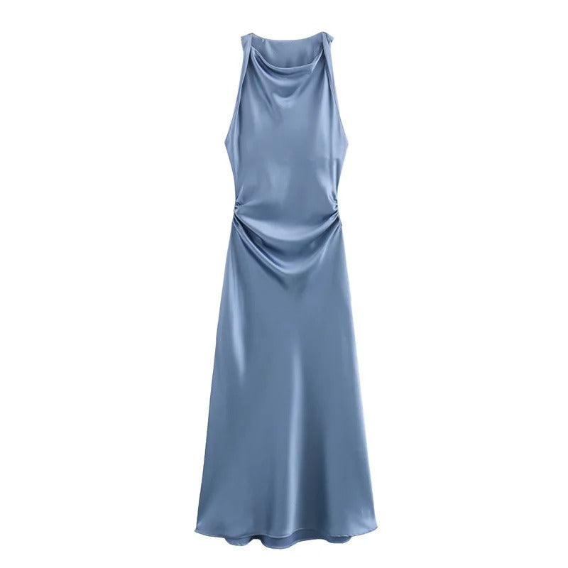 Satin Glow Summer Evening Dress
