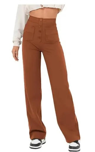 Buttoned Straight-Leg Cargo Pants