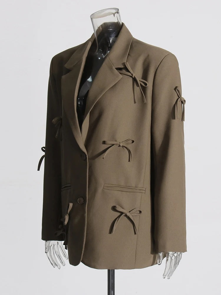Bowknot Patchwork Blazer for Women