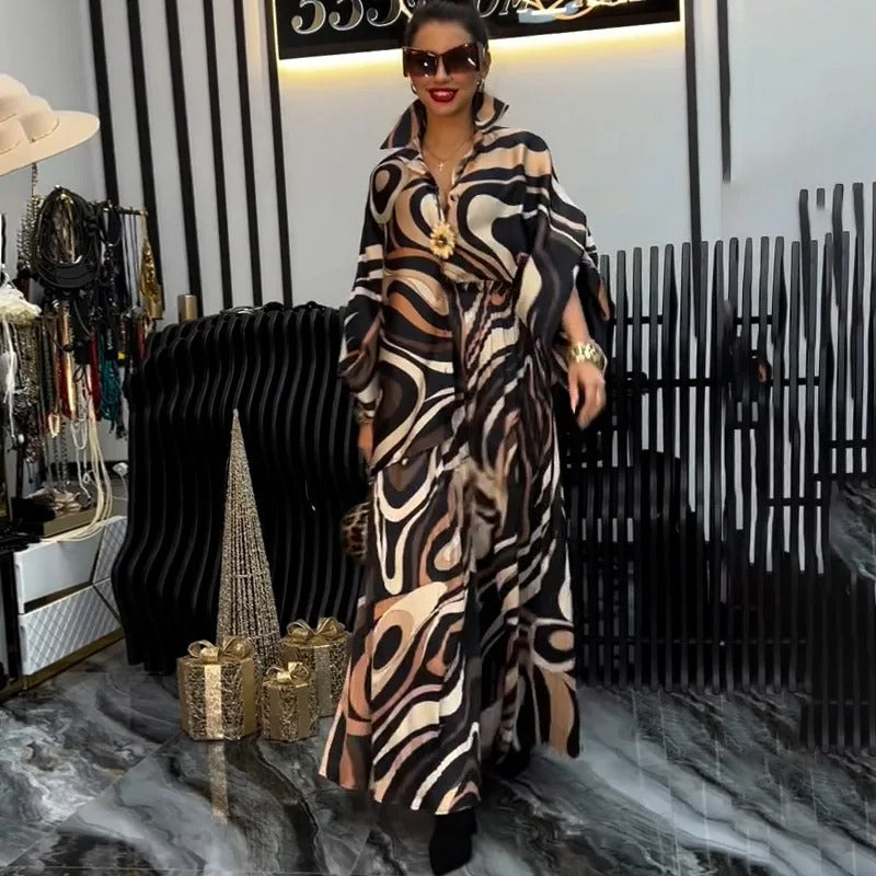 Elegant Printed Top & Wide-Leg Set