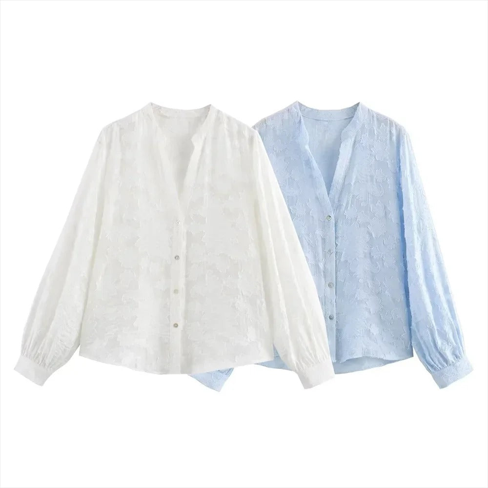 Elegant Floral V-Neck Summer Top