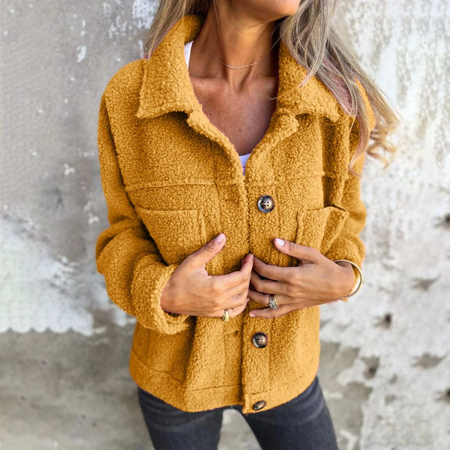 PlushLuxe Women's Faux Lambswool Coat