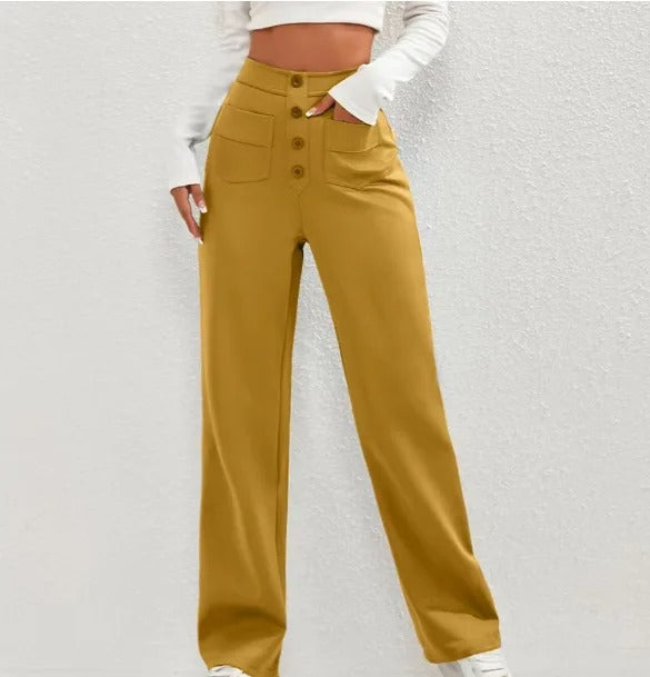 Buttoned Straight-Leg Cargo Pants