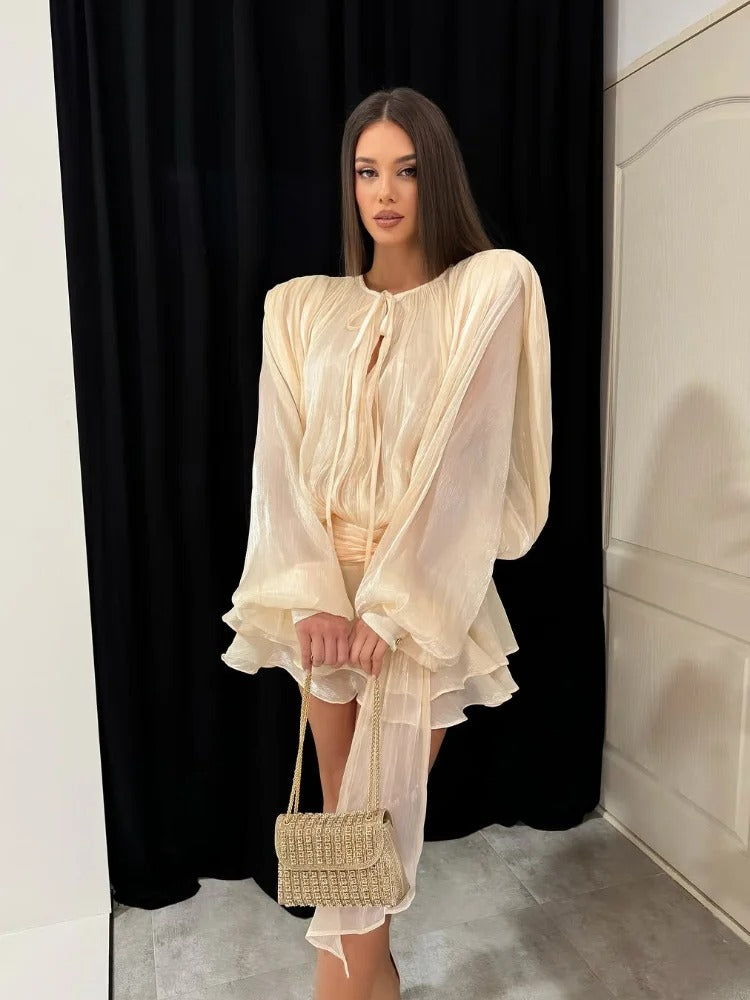 Fashion Ruffles Hem Mini Dress