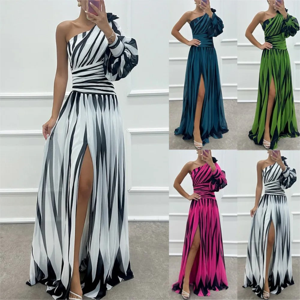 Elegant Strapless Slit Dinner Dress