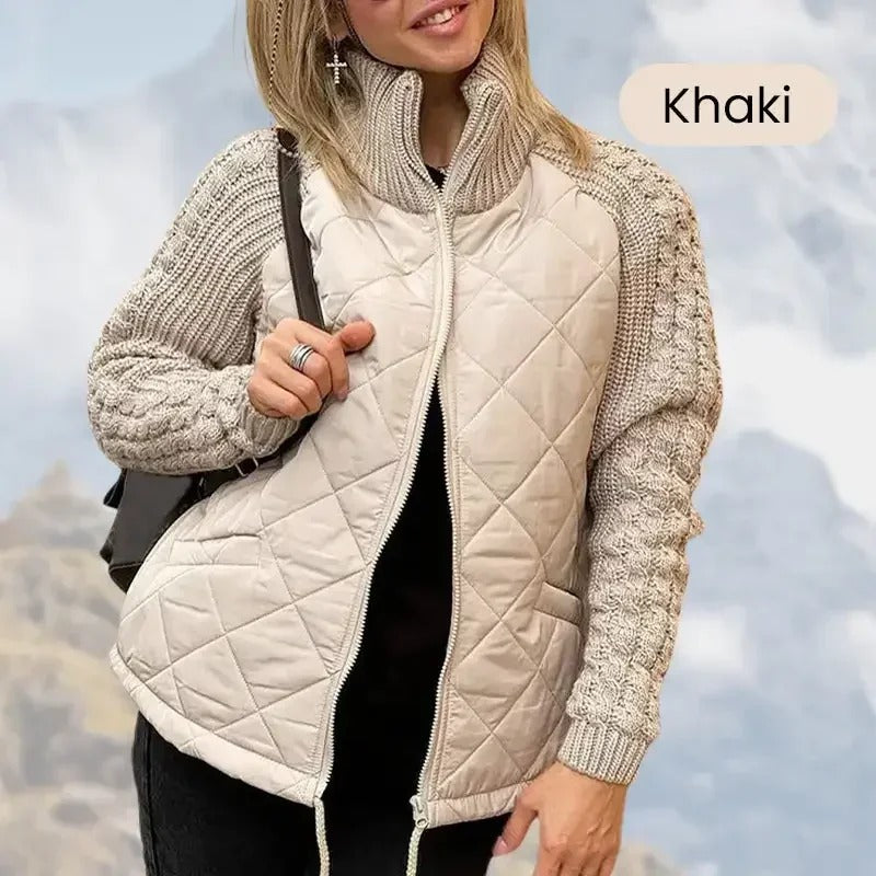 Glam Knit Patchwork Puffy Parka Chic