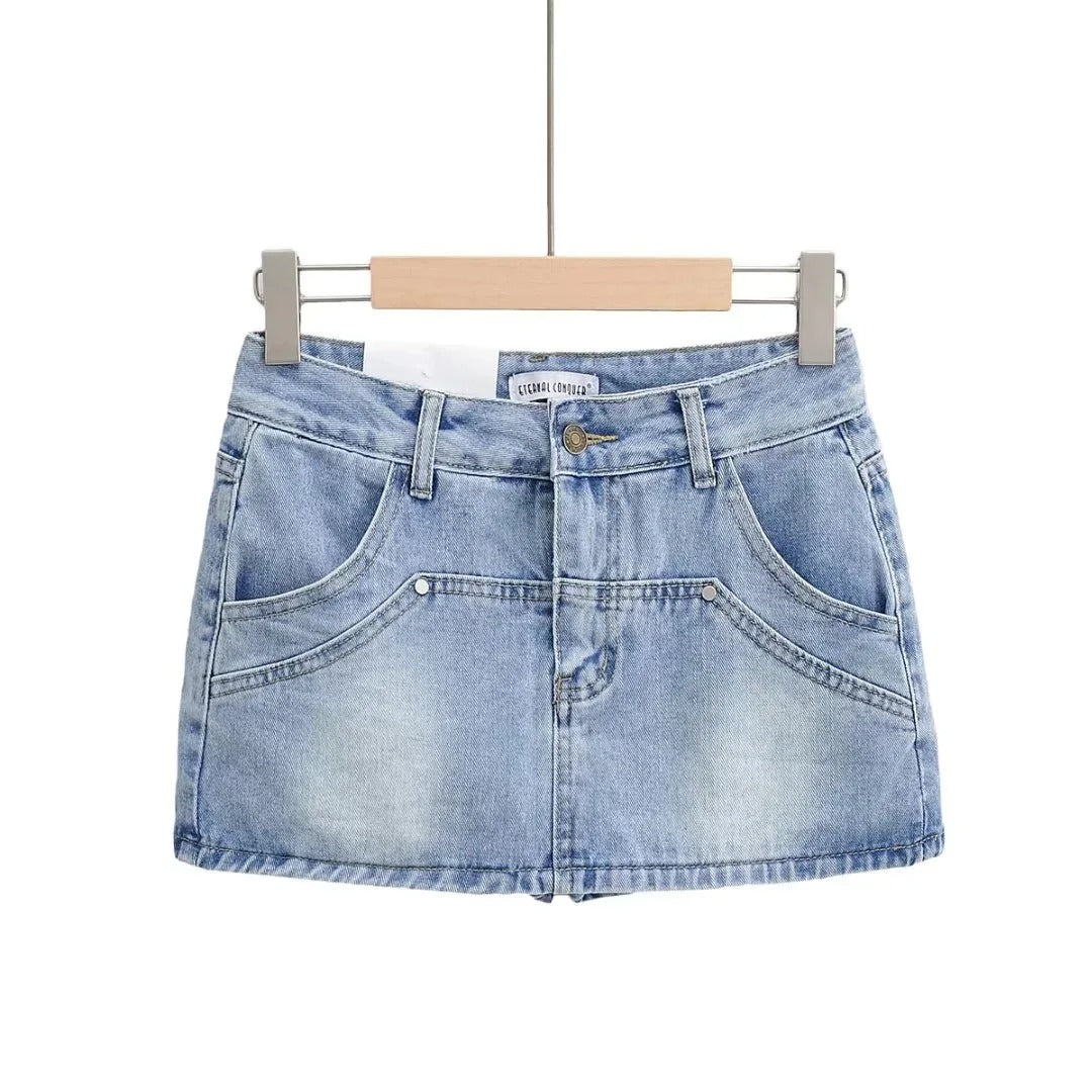 High Waist Denim Mini Skirt