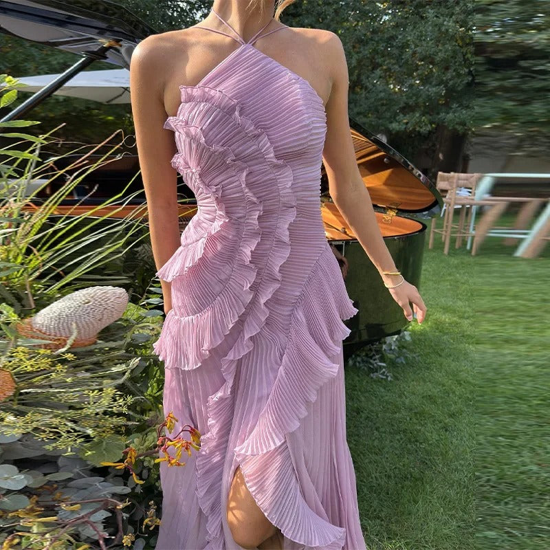 Ruffled Elegance Backless Y2K Party Dress
