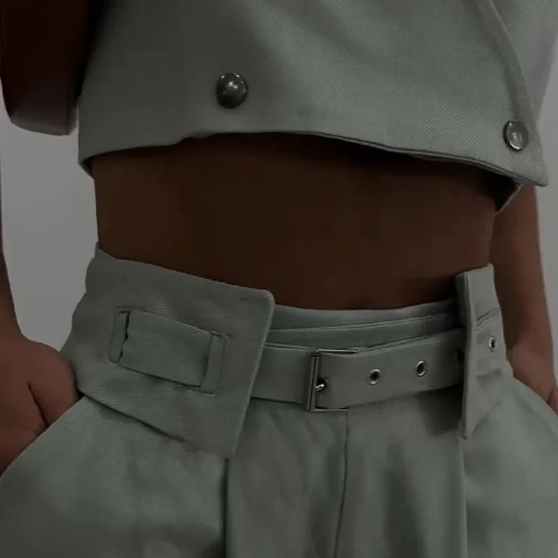 V-Neck Sleeveless Pants Set