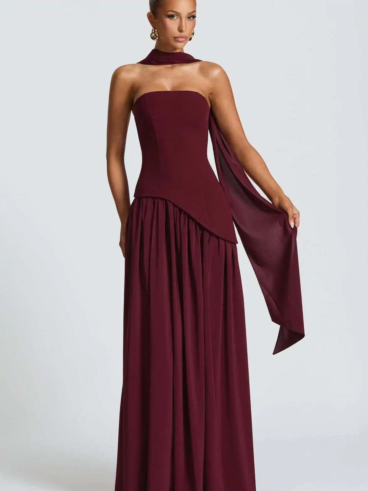 Midnight Charm Strapless Party Dress