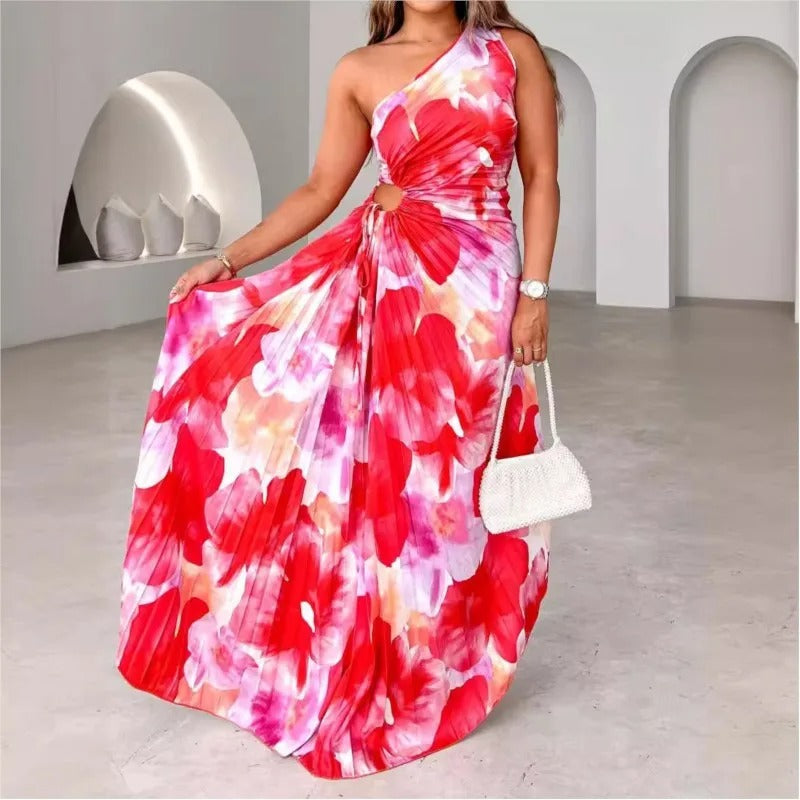 Boho Glam One-Shoulder Maxi Dress