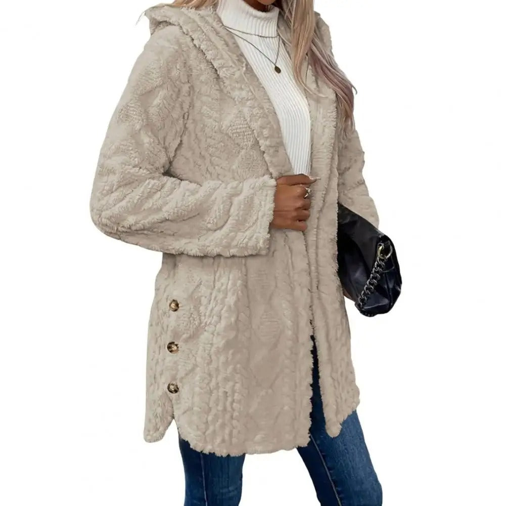 Stylish Hooded Plush Cardigan Jacket