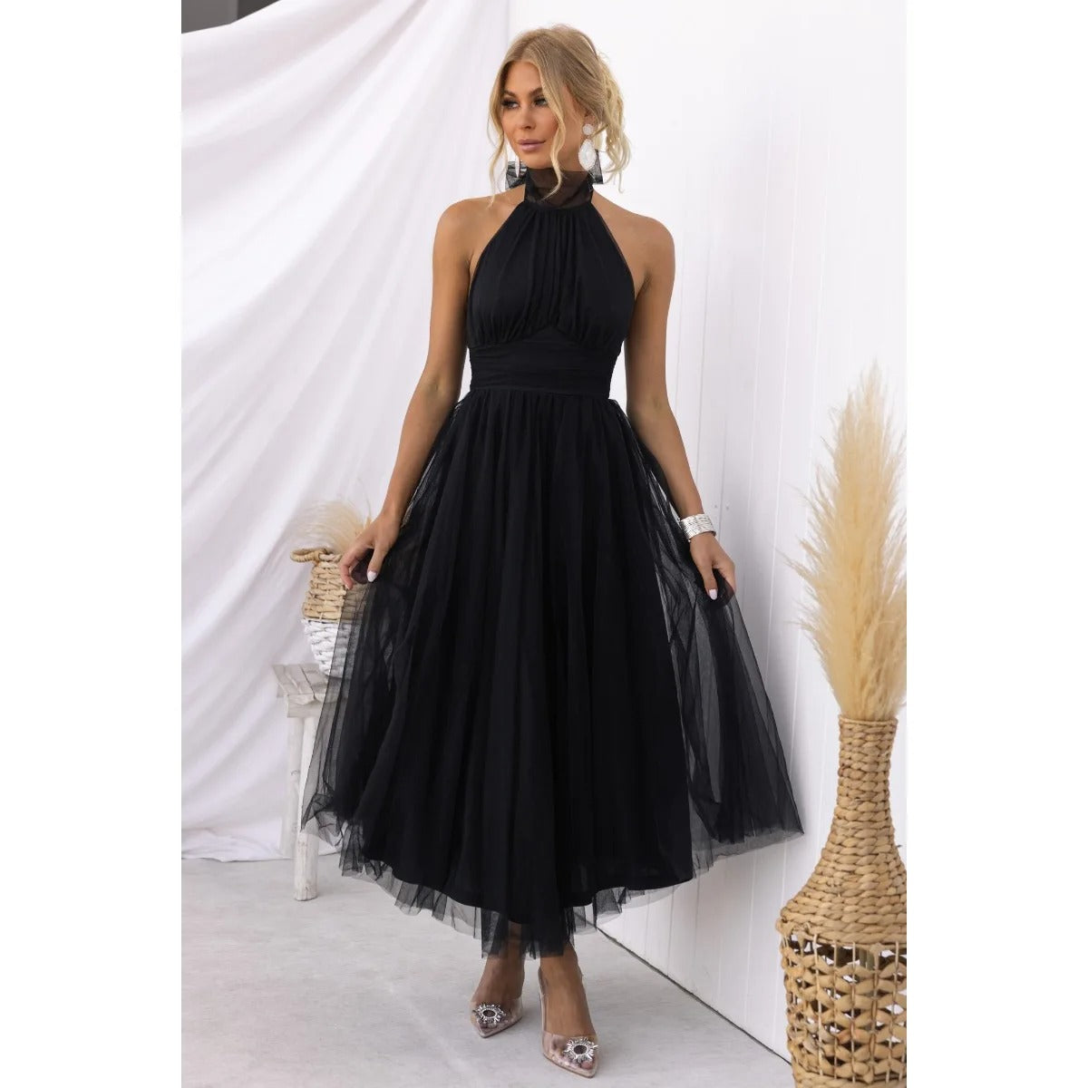 Chiffon Halter Neck Dress