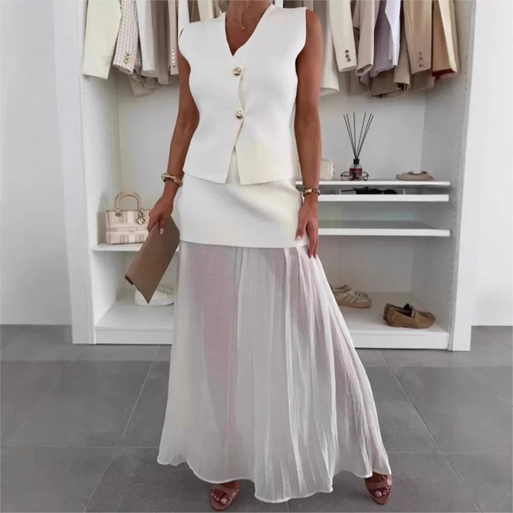 Elegant Chiffon Two-Piece Skirt Set