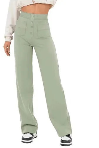 Buttoned Straight-Leg Cargo Pants