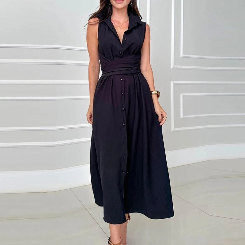 Solid Color Shirt Dress