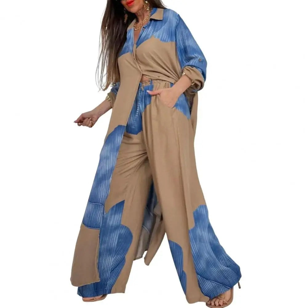 Chic Contrast V-Neck Suit