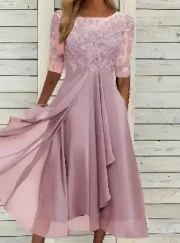 Elegant Gradient Colorblock Midi Dress