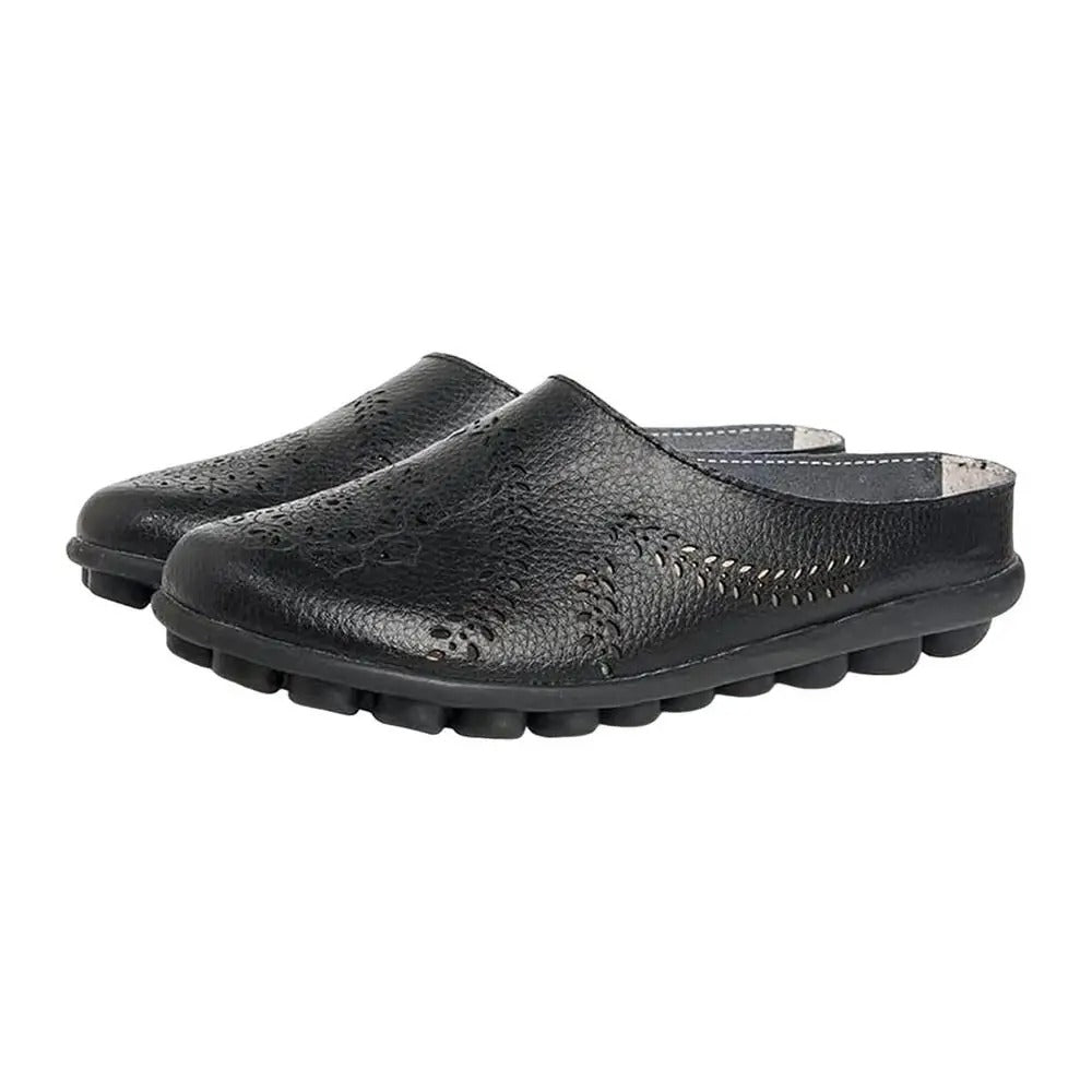 Breezy Chic Leather Slip-On Mules