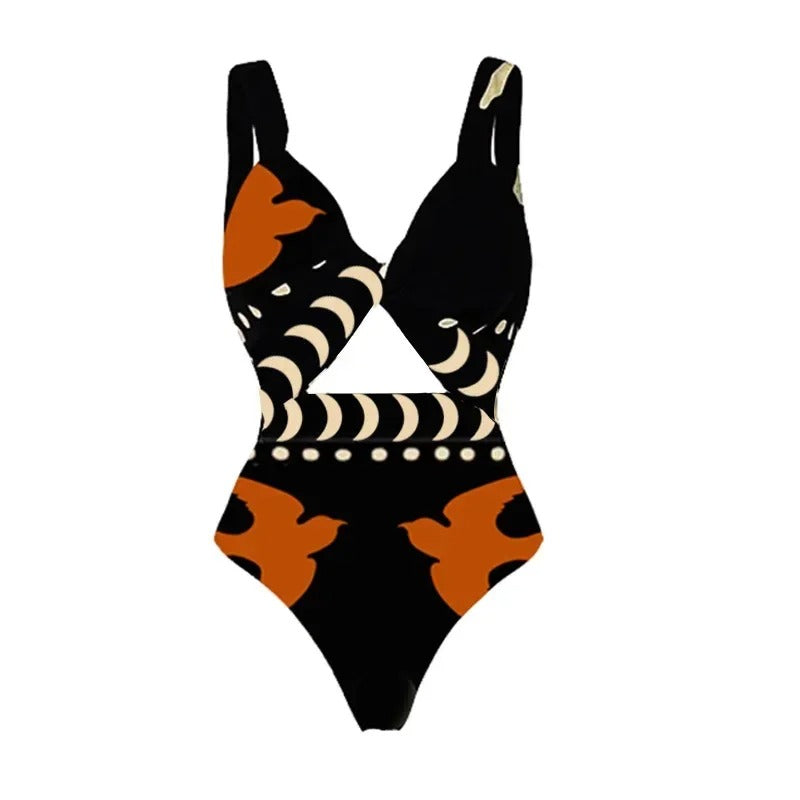 One Piece Bikini with Net Skirt Set