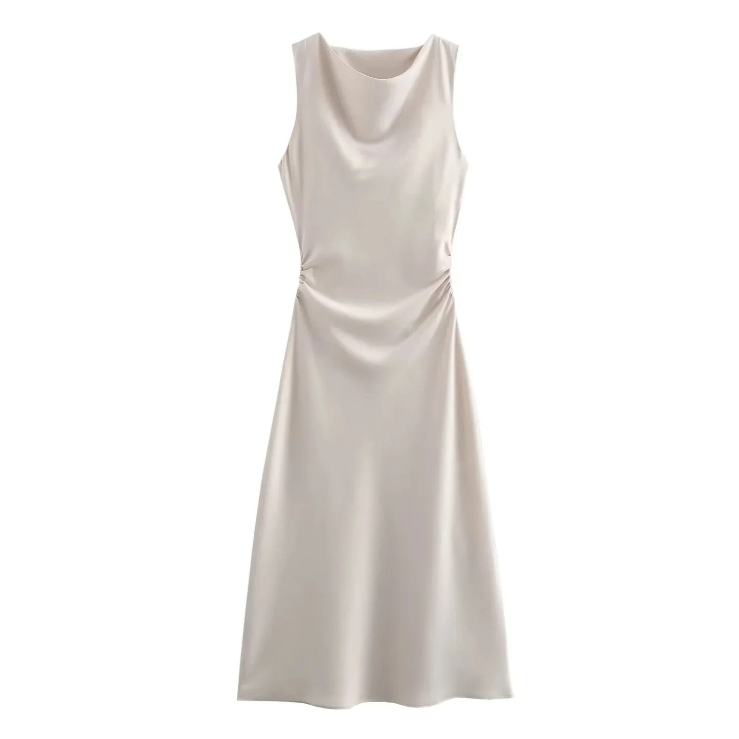Satin Glow Summer Evening Dress