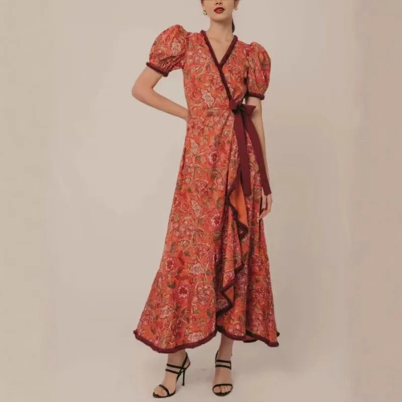 Blooming Elegance Retro Maxi Dress