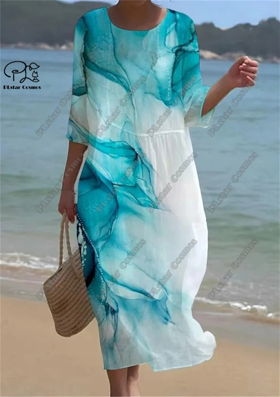 Vintage Floral 3D Printed Midi Dress