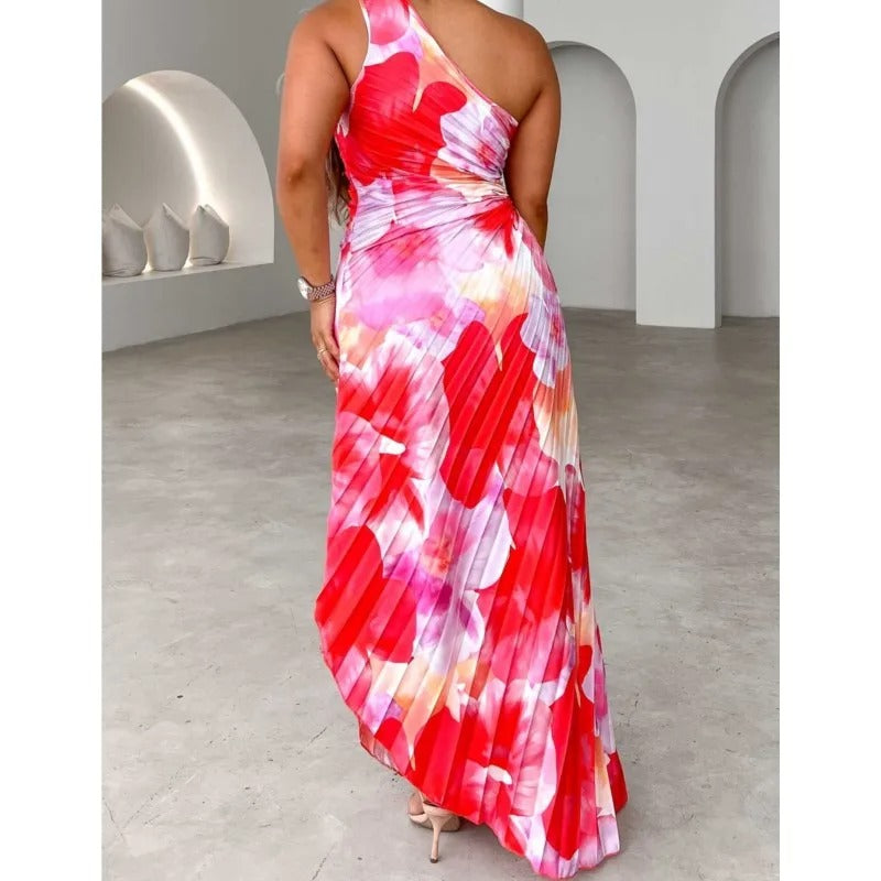 Boho Glam One-Shoulder Maxi Dress
