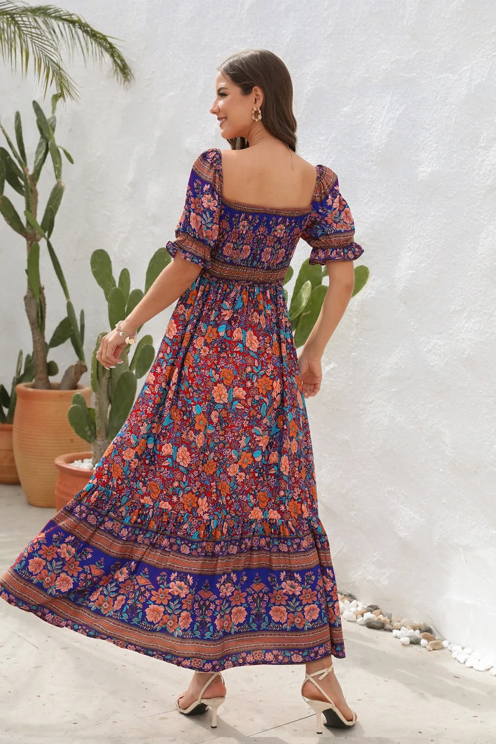Sunlit Garden Pleated Boho Sundress
