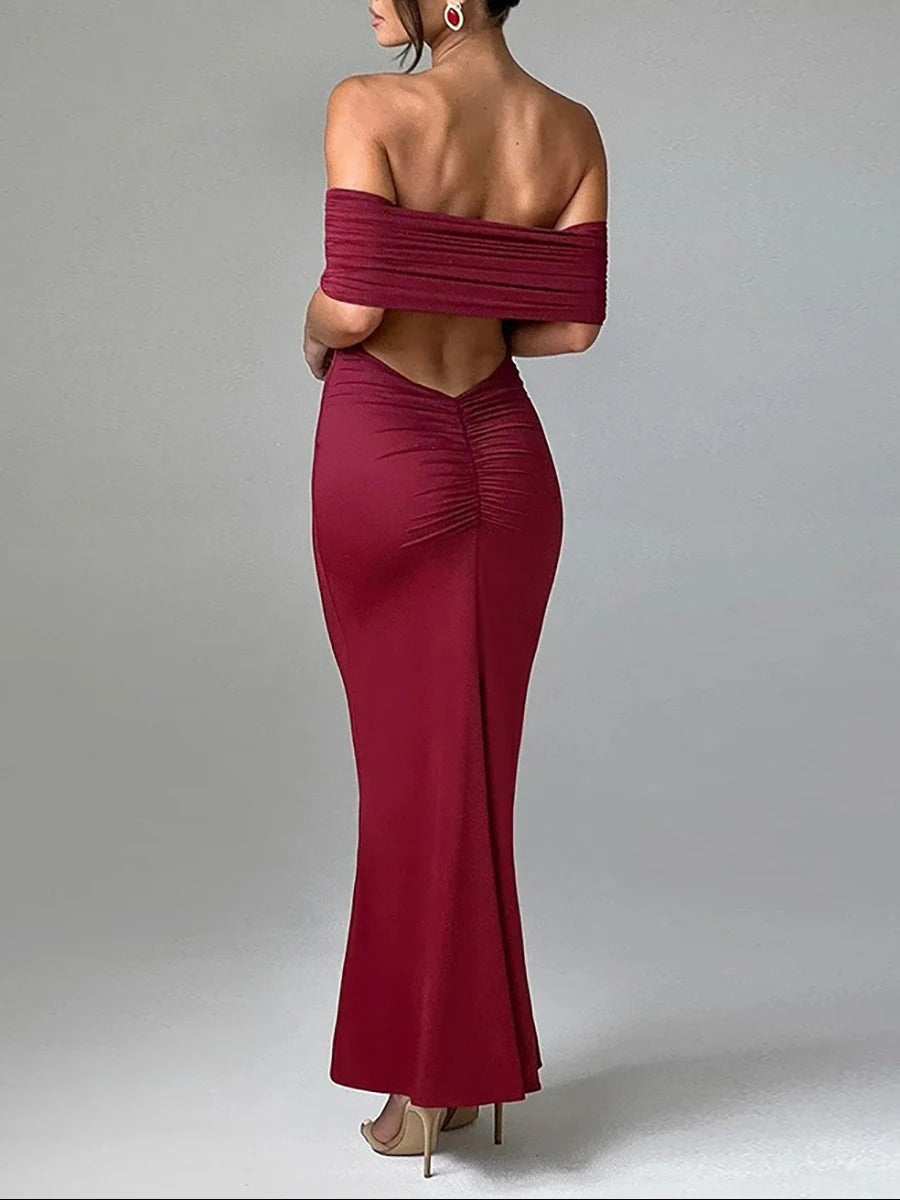 Sexy Strapless Backless Bodycon Maxi